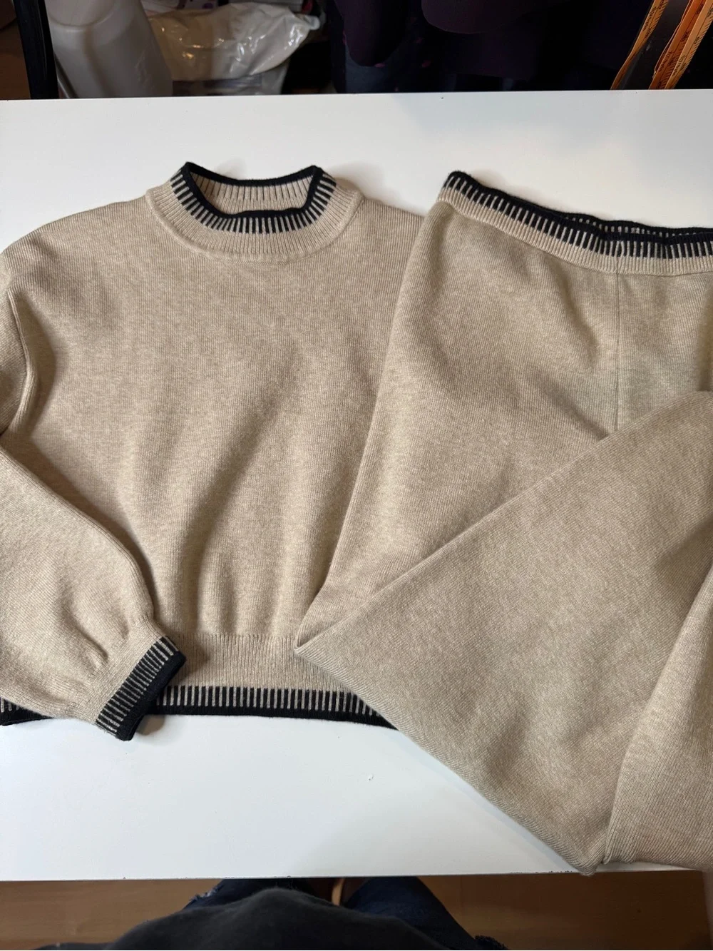 Happily Grey Kids 2-Piece Knit Sweater & Wide Leg Pants Set Girls Medium (7-8)